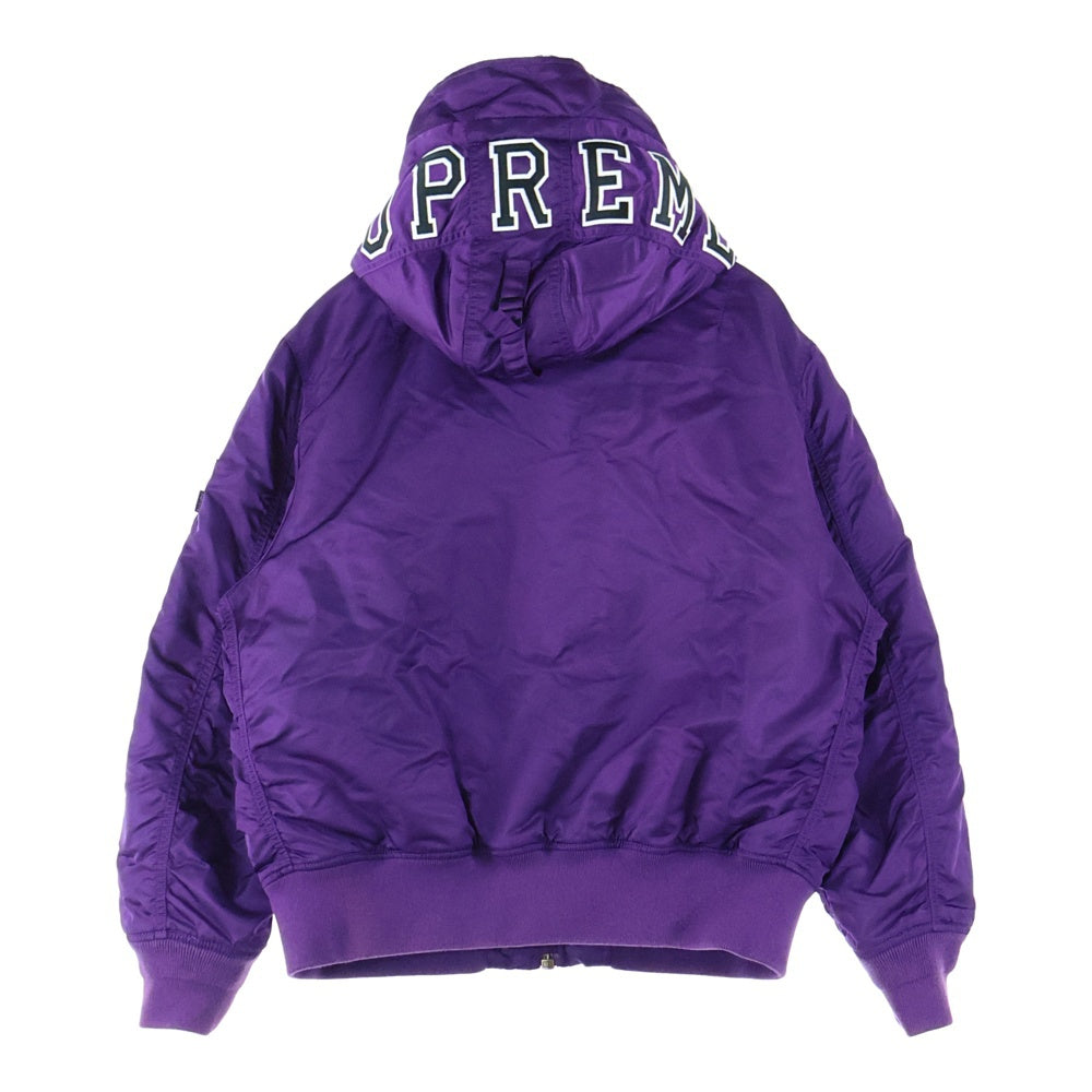 SUPREME(シュプリーム) 21AW Hooded MA-1 ジップアップ フード付き ジャケット ブルゾン パープル