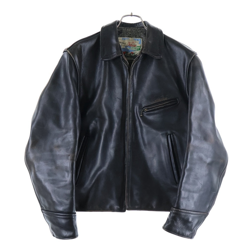 AERO LEATHER(エアロレザー) ホースハイド ジップアップ レザースポーツジャケット ブラウン