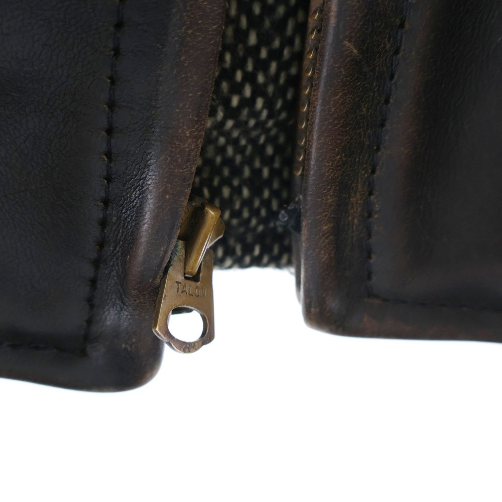 AERO LEATHER(エアロレザー) ホースハイド ジップアップ レザースポーツジャケット ブラウン