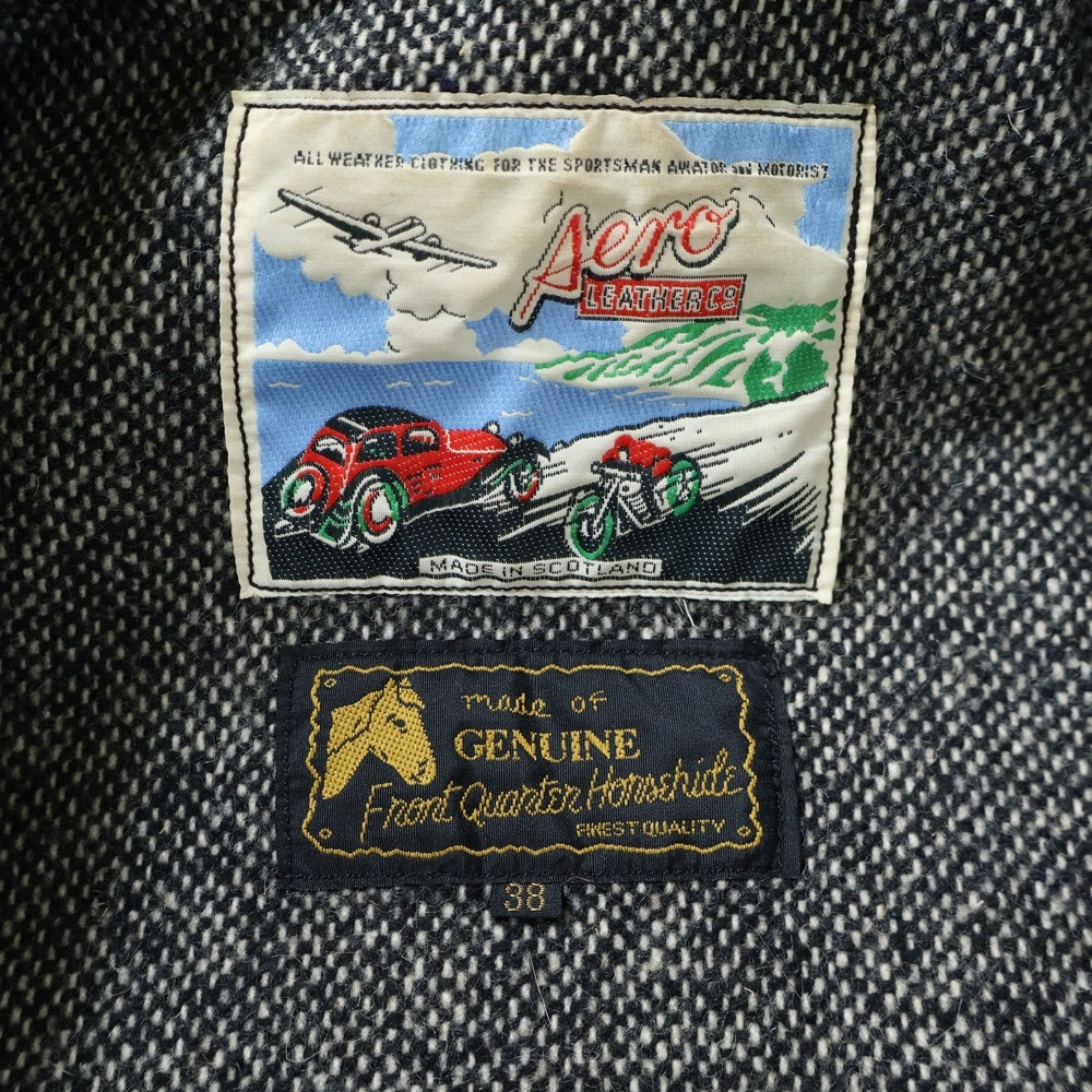 AERO LEATHER(エアロレザー) ホースハイド ジップアップ レザースポーツジャケット ブラウン