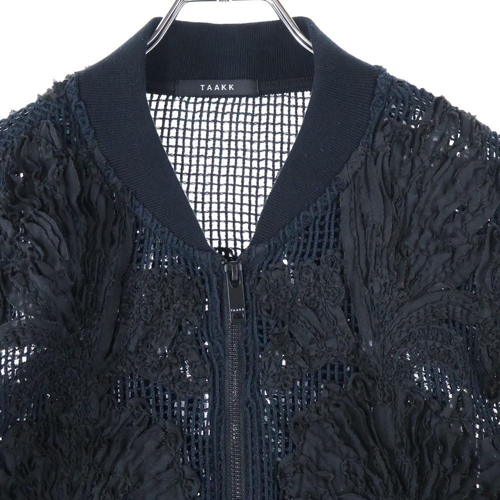 TAAKK(ターク) 25SS MESH EMBROIDERY ZIP BLOUSON BLACK メッシュエンブロイダリー ジップアップブルゾン ジャケット ブラック TA25SS-BL007