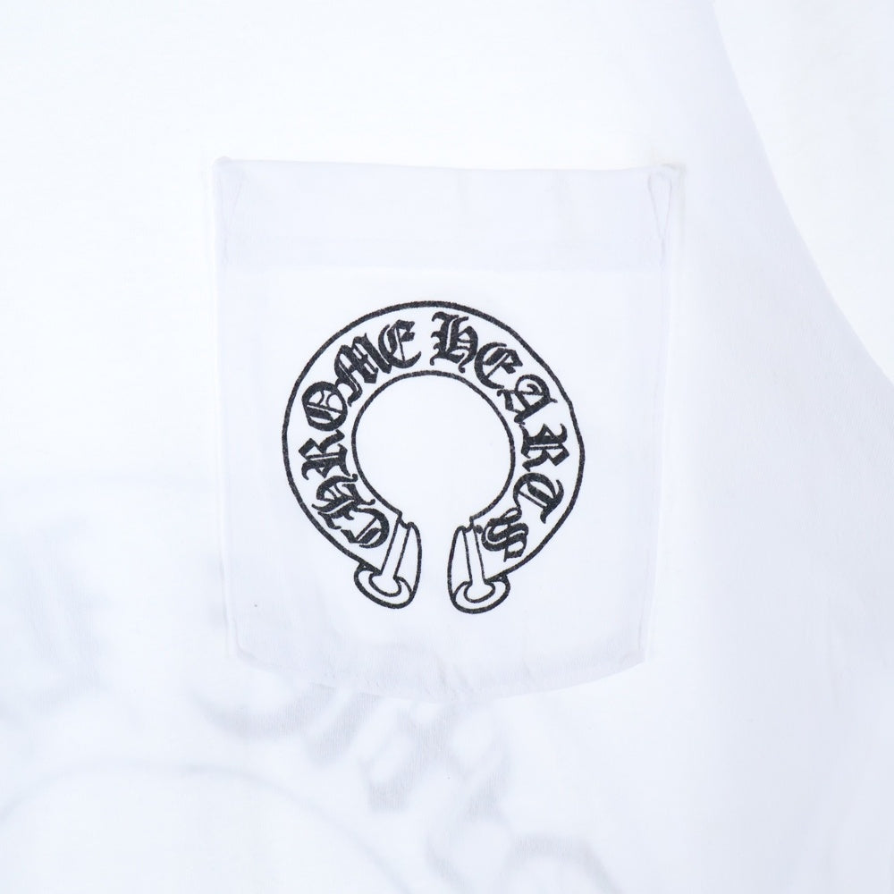 CHROME HEARTS(クロムハーツ) Back Horseshoe L/S バックホースシュー 袖フローラルプリント ロングスリーブカットソー 長袖Tシャツ ホワイト