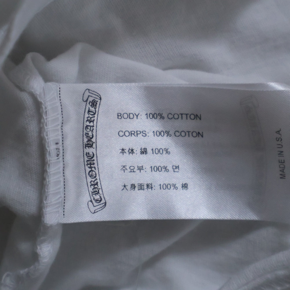 CHROME HEARTS(クロムハーツ) Back Horseshoe L/S バックホースシュー 袖フローラルプリント ロングスリーブカットソー 長袖Tシャツ ホワイト