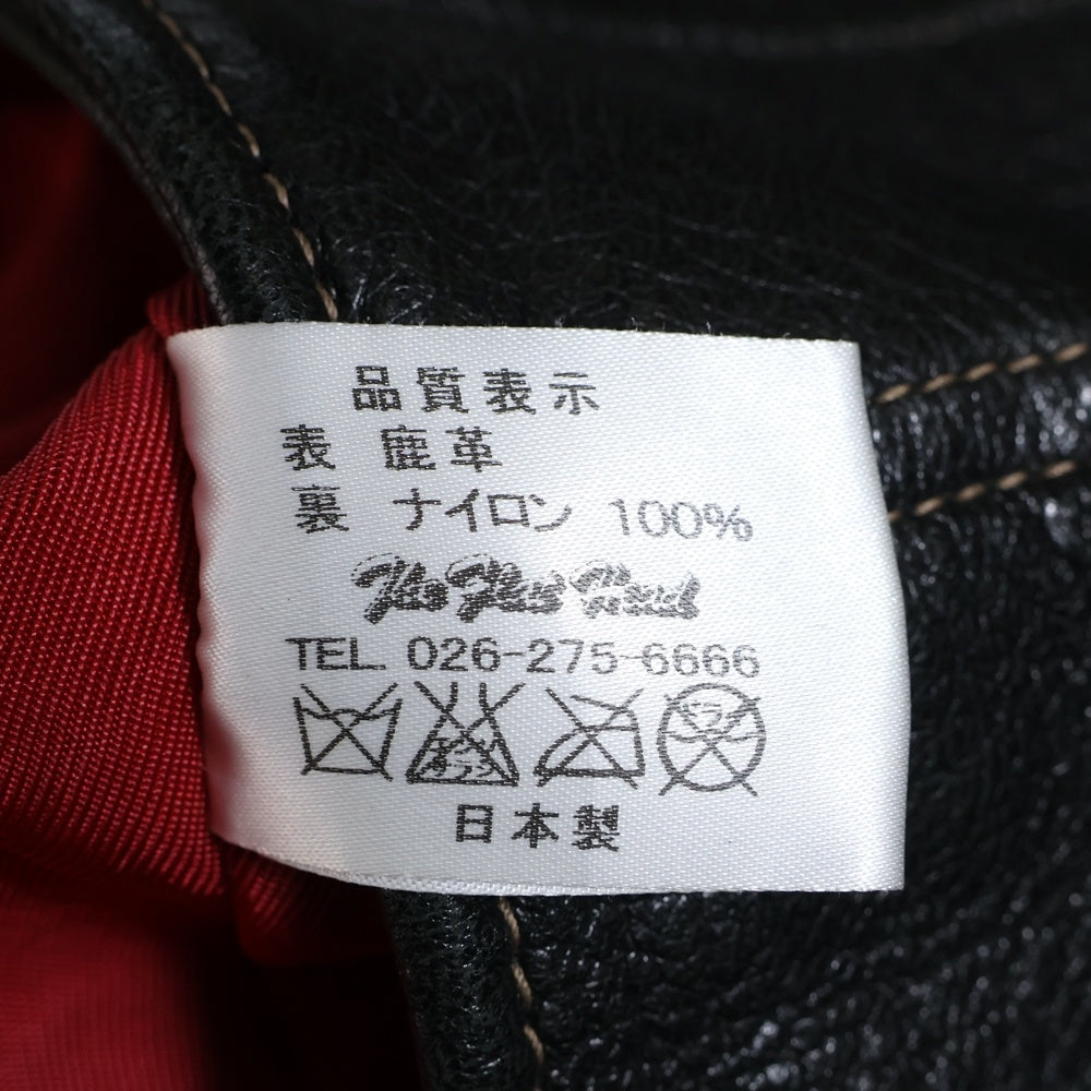 THE FLAT HEAD(フラットヘッド) ディアスキン 鹿革 ジップアップ シングルライダースジャケット ブルゾン ブラック