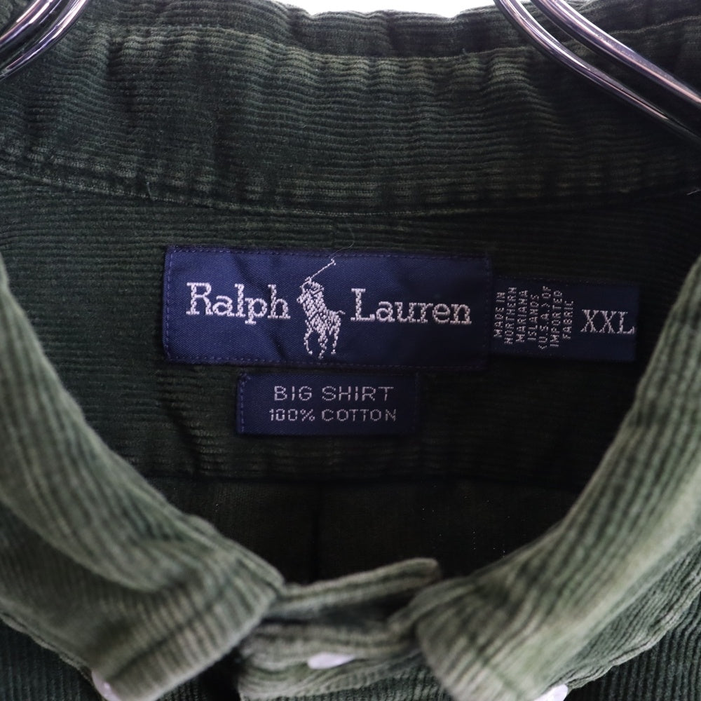 RALPH LAUREN(ラルフローレン) BIG SHIRT コーデュロイ フロントポケット 長袖シャツ グリーン