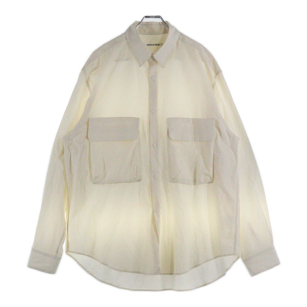 seven by seven(セブン バイ セブン) FLAT COLLAR SHIRT S/S フラットカラー フロントポケット 長袖シャツ オフホワイト