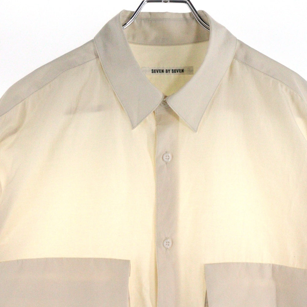 seven by seven(セブン バイ セブン) FLAT COLLAR SHIRT S/S フラットカラー フロントポケット 長袖シャツ オフホワイト