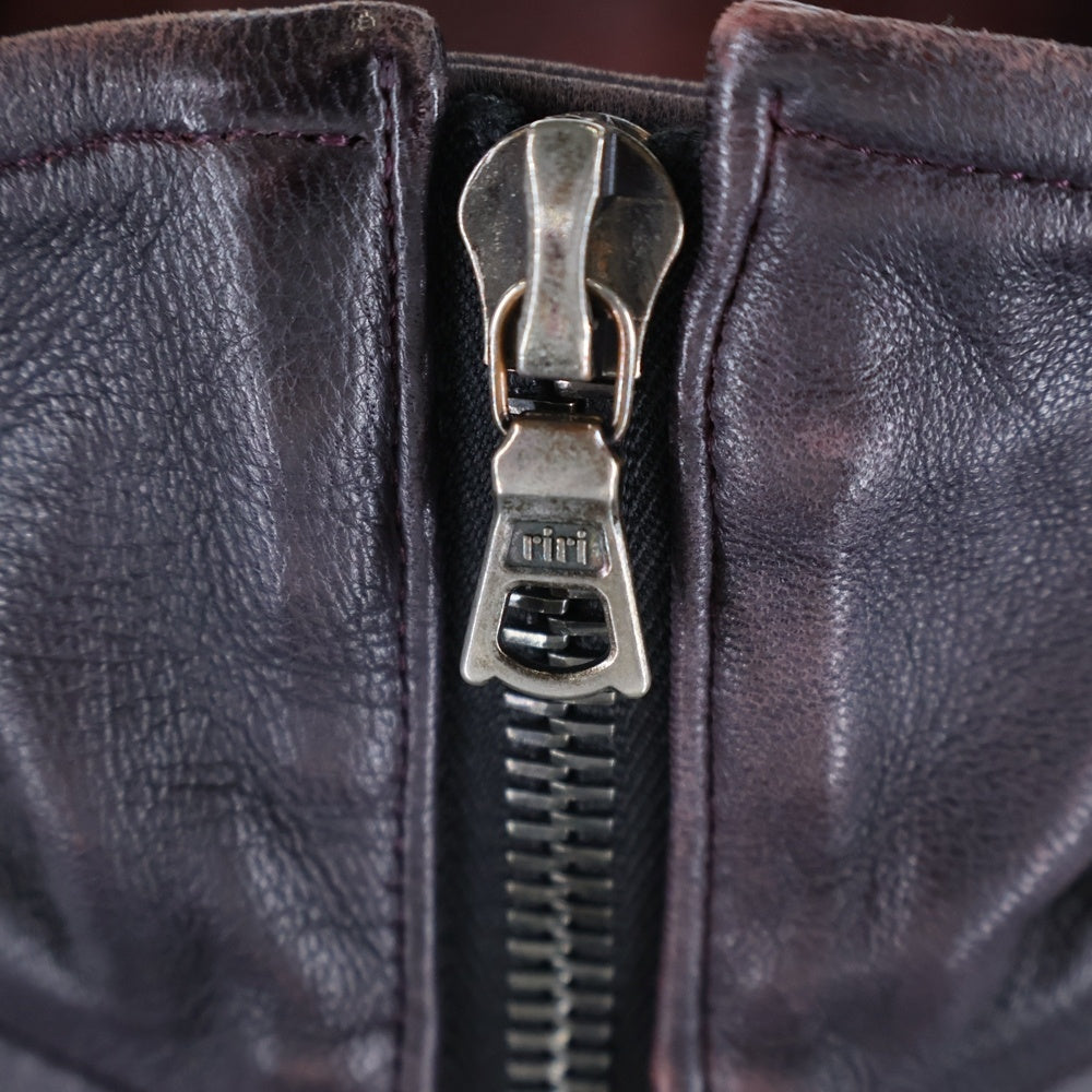 ISAMU KATAYAMA BACKLASH(イサムカタヤマバックラッシュ) シープレザー ジップアップレザージャケット ブルゾン ワインレッド