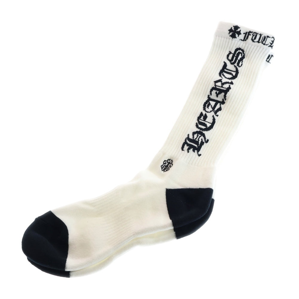 CHROME HEARTS(クロムハーツ) SOCKS OLD ENGLISH オールドイングリッシュロゴソックス靴下 ブラック/ホワイト