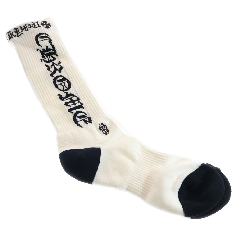 CHROME HEARTS(クロムハーツ) SOCKS OLD ENGLISH オールドイングリッシュロゴソックス靴下 ブラック/ホワイト
