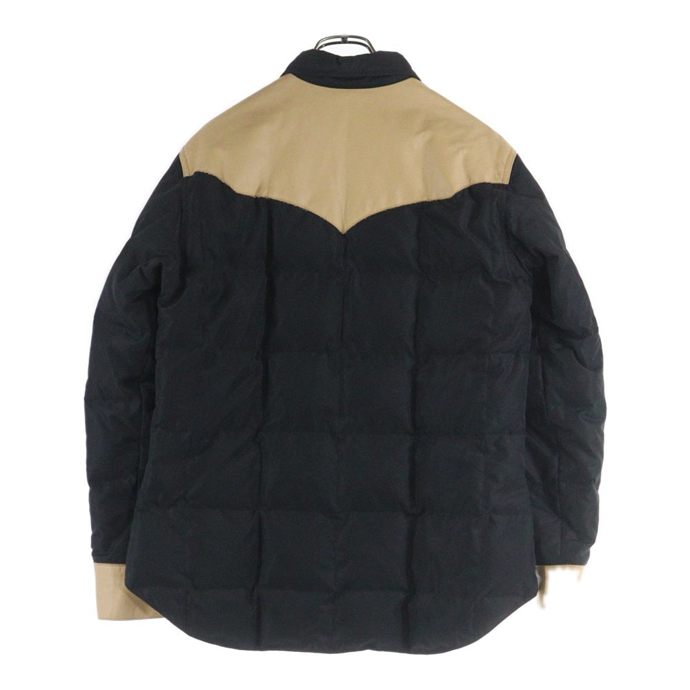 THE FLAT HEAD(フラットヘッド) レザー ポリエステル 切替 ウエスタン ダウンジャケット ブラック