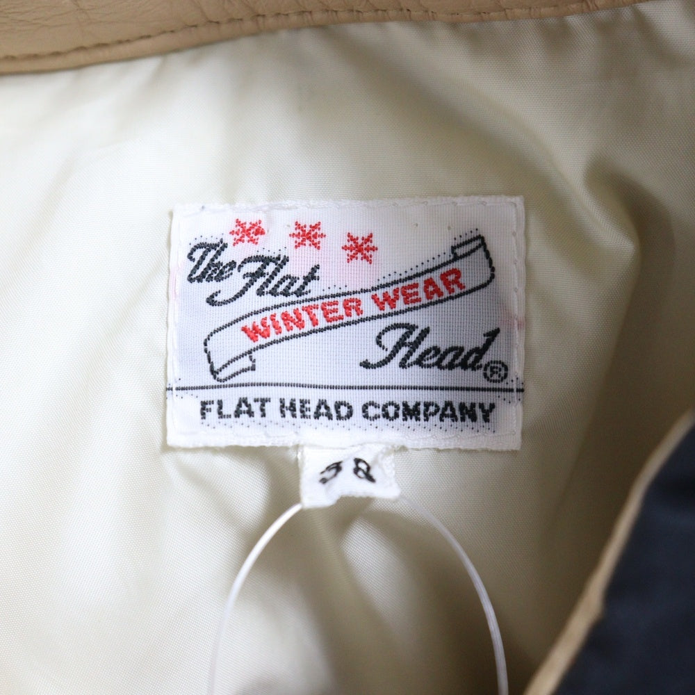 THE FLAT HEAD(フラットヘッド) レザー ポリエステル 切替 ウエスタン ダウンジャケット ブラック