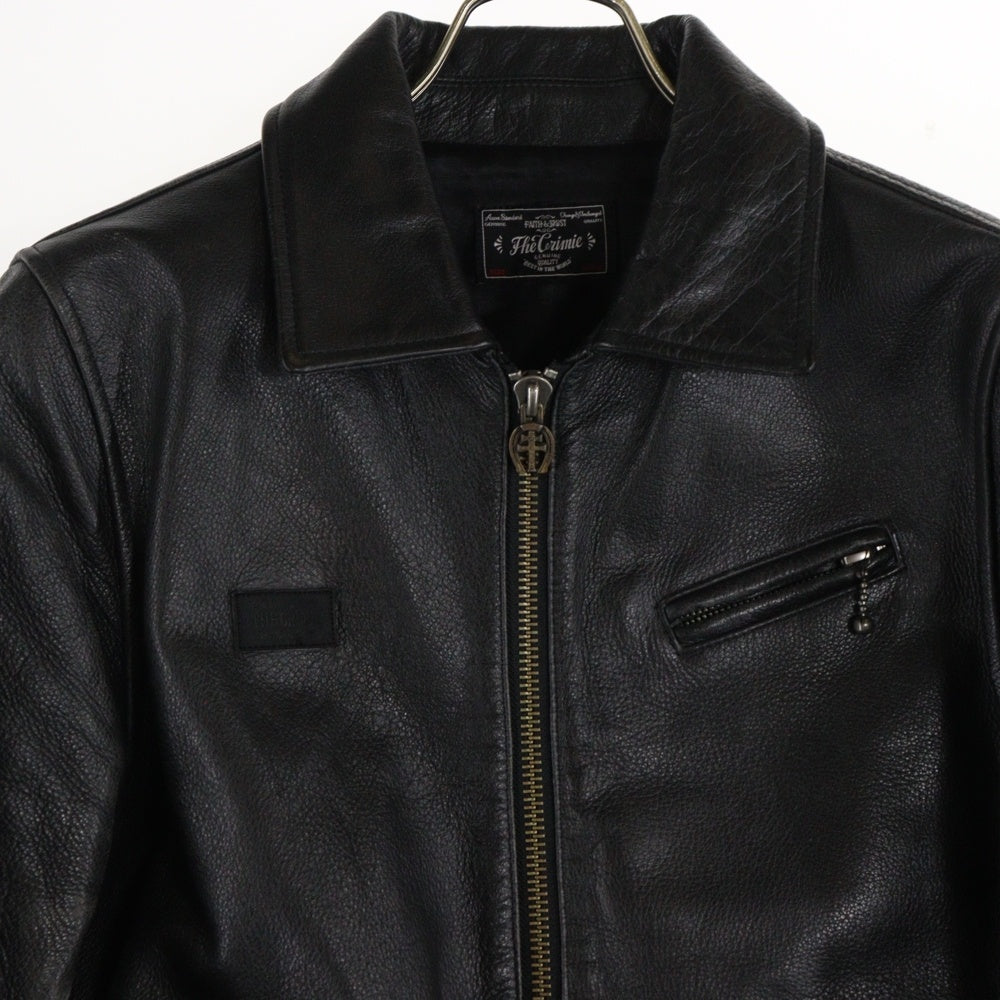THE CRIMIE(ザ クライミー) バッファローレザー ジップアップ シングルライダースジャケット ブラック