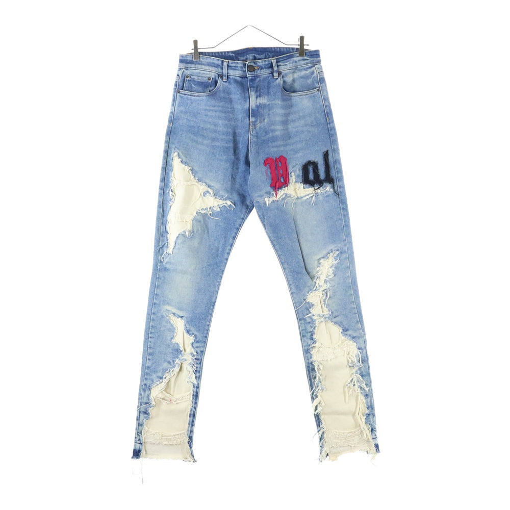 VAL.KRISTOPHER(ヴァルクリストファー) EXPOSED DENIM ダメージ加工 デニムパンツ ジーンズ インディゴ
