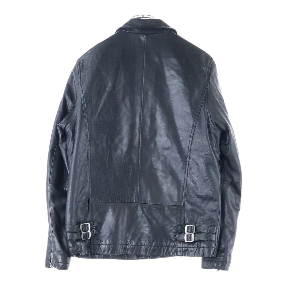 STUSSY(ステューシー) ラムレザー ジップアップ シングルライダースジャケット ブラック