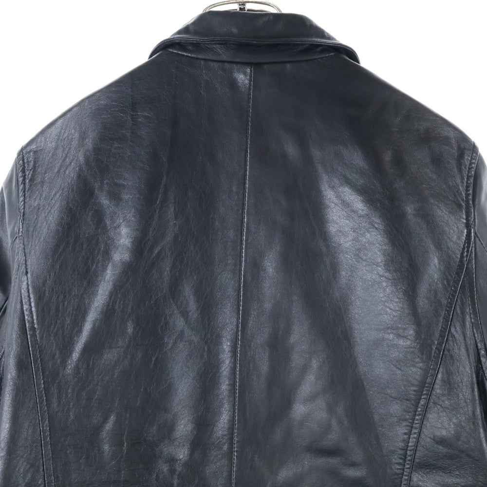 STUSSY(ステューシー) ラムレザー ジップアップ シングルライダースジャケット ブラック