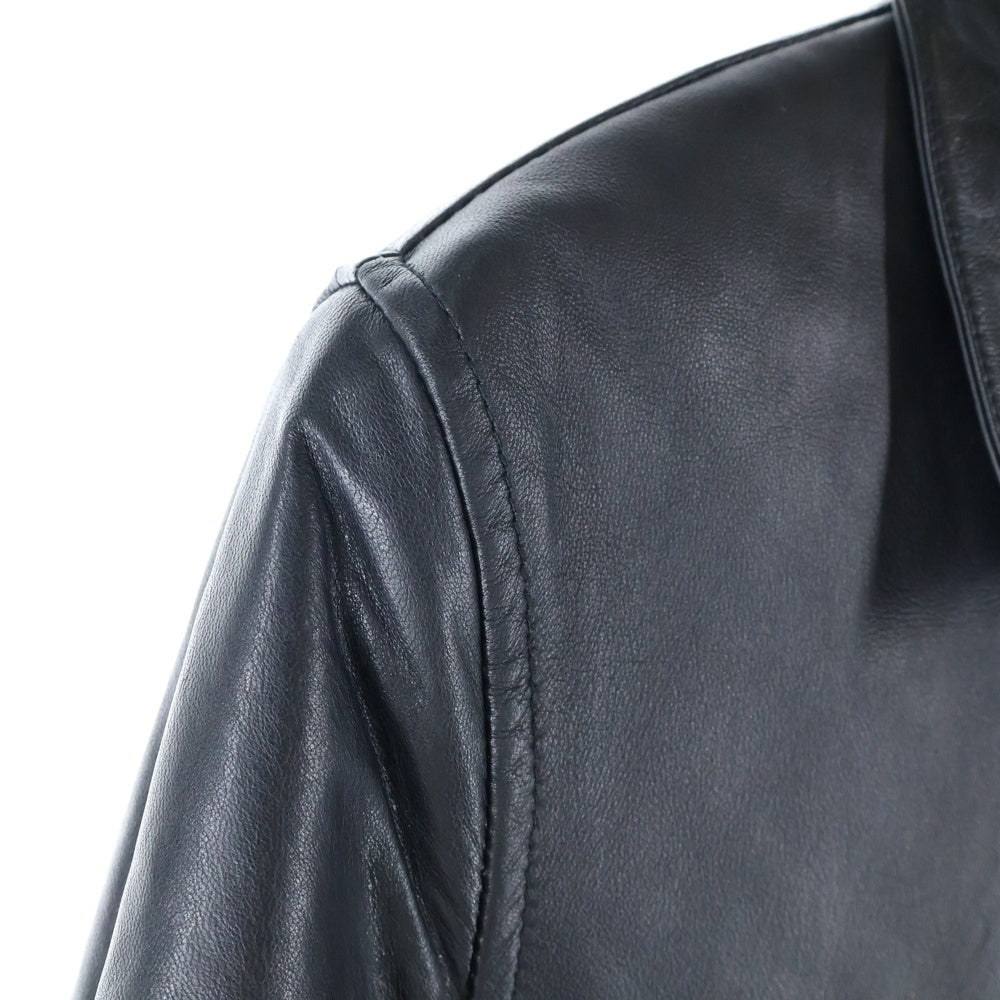 STUSSY(ステューシー) ラムレザー ジップアップ シングルライダースジャケット ブラック