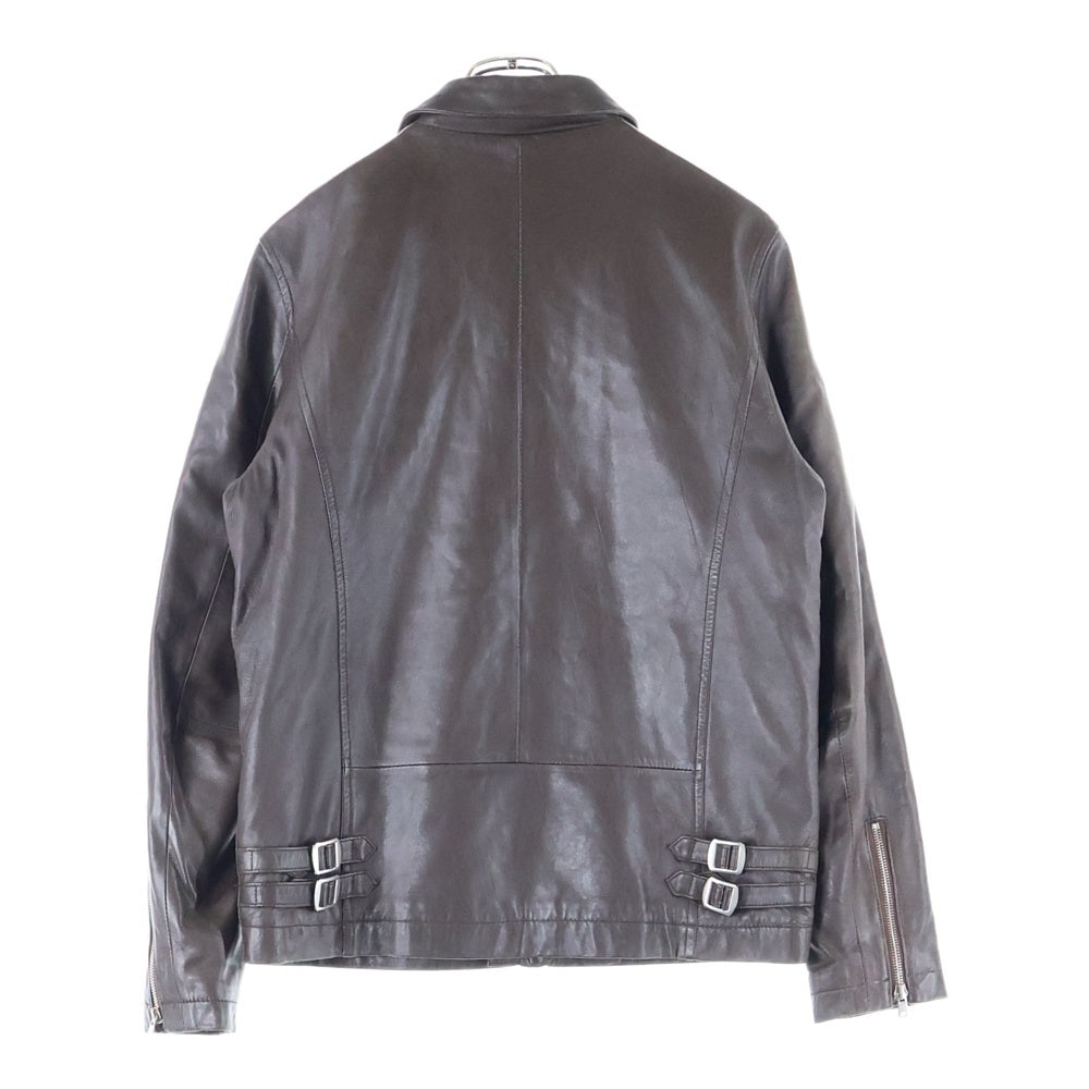 STUSSY(ステューシー) ラムレザー ジップアップ シングルライダースジャケット ブラウン