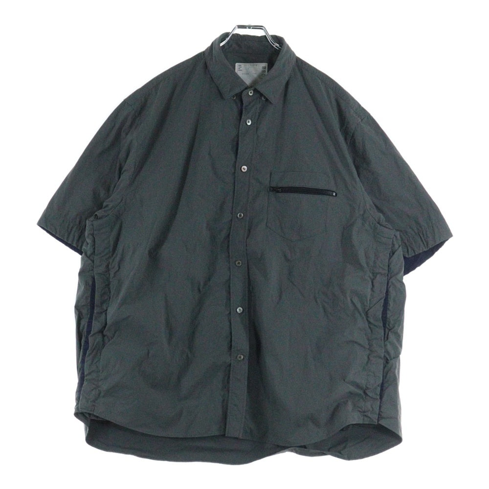 Sacai(サカイ) Taslan Nylon Shirt フロントポケット ナイロン 半袖シャツ グレー 23-03088m