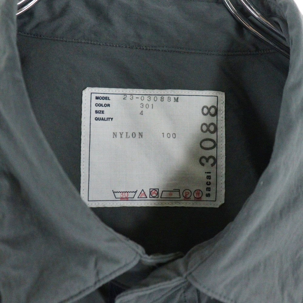 Sacai(サカイ) Taslan Nylon Shirt フロントポケット ナイロン 半袖シャツ グレー 23-03088m