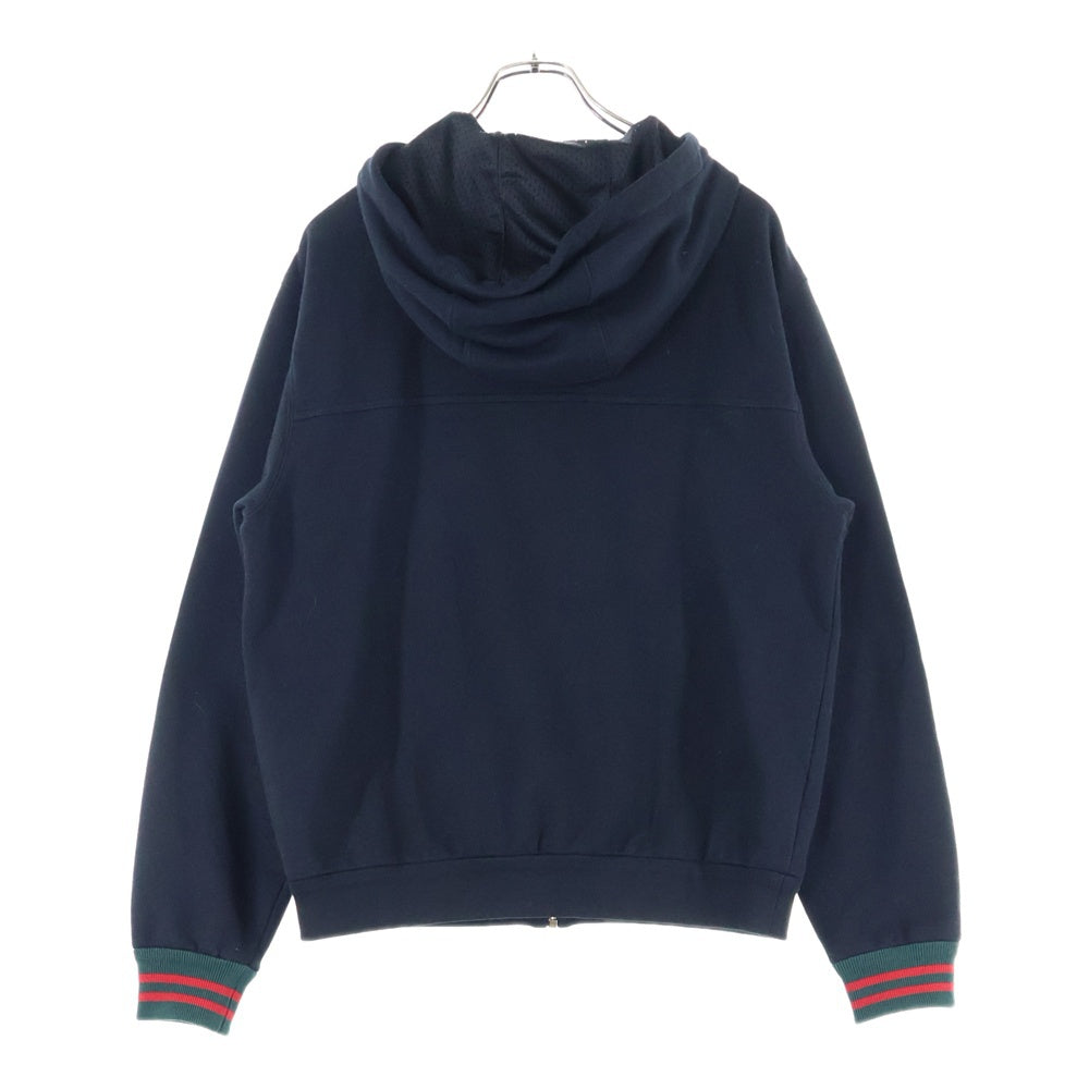 GUCCI(グッチ) GG Cotton Jersey Hooded GGロゴパッチ付き ジップアップ スウェットパーカー ブラック 752187 XJFQV