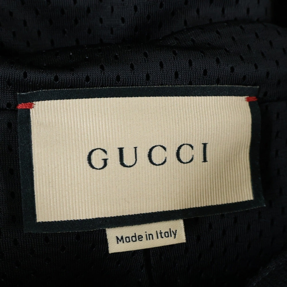 GUCCI(グッチ) GG Cotton Jersey Hooded GGロゴパッチ付き ジップアップ スウェットパーカー ブラック 752187 XJFQV
