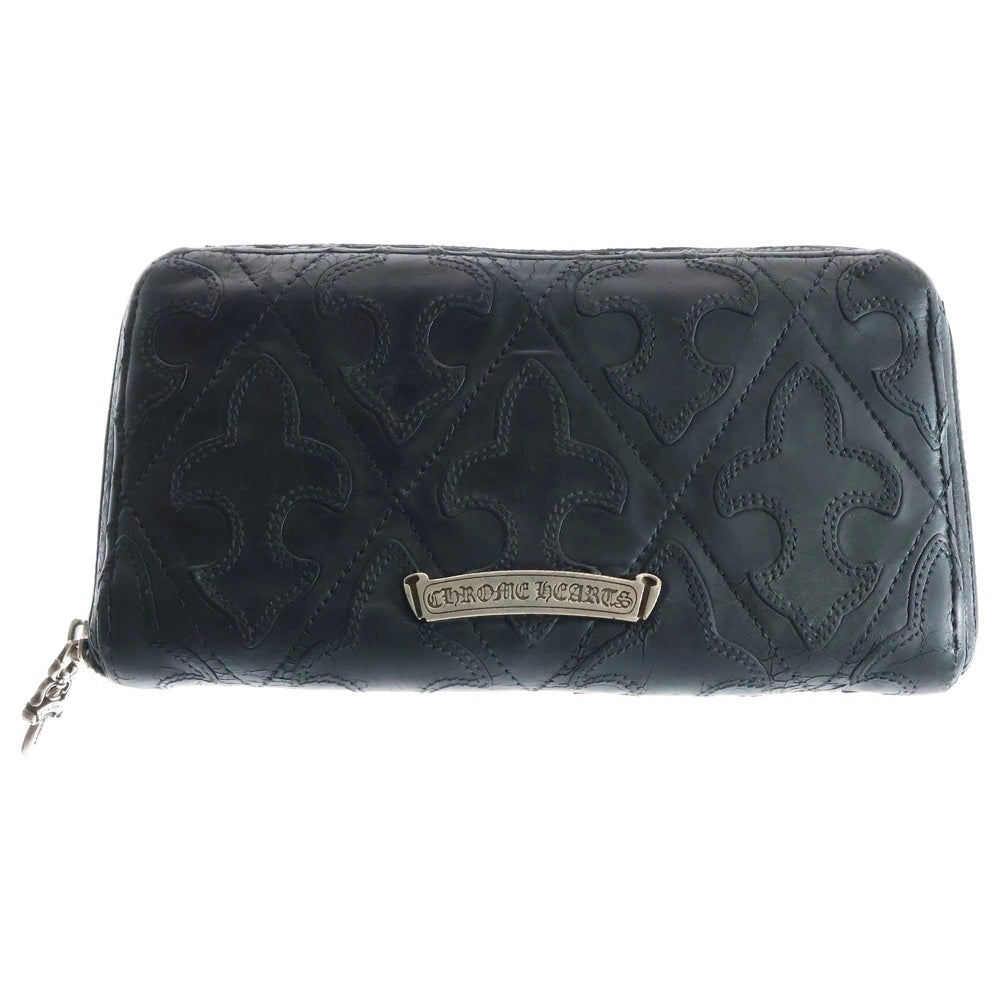 CHROME HEARTS(クロムハーツ) REC F ZIP QUILTED BSフレアキルティングレザーウォレット 長財布 ブラック