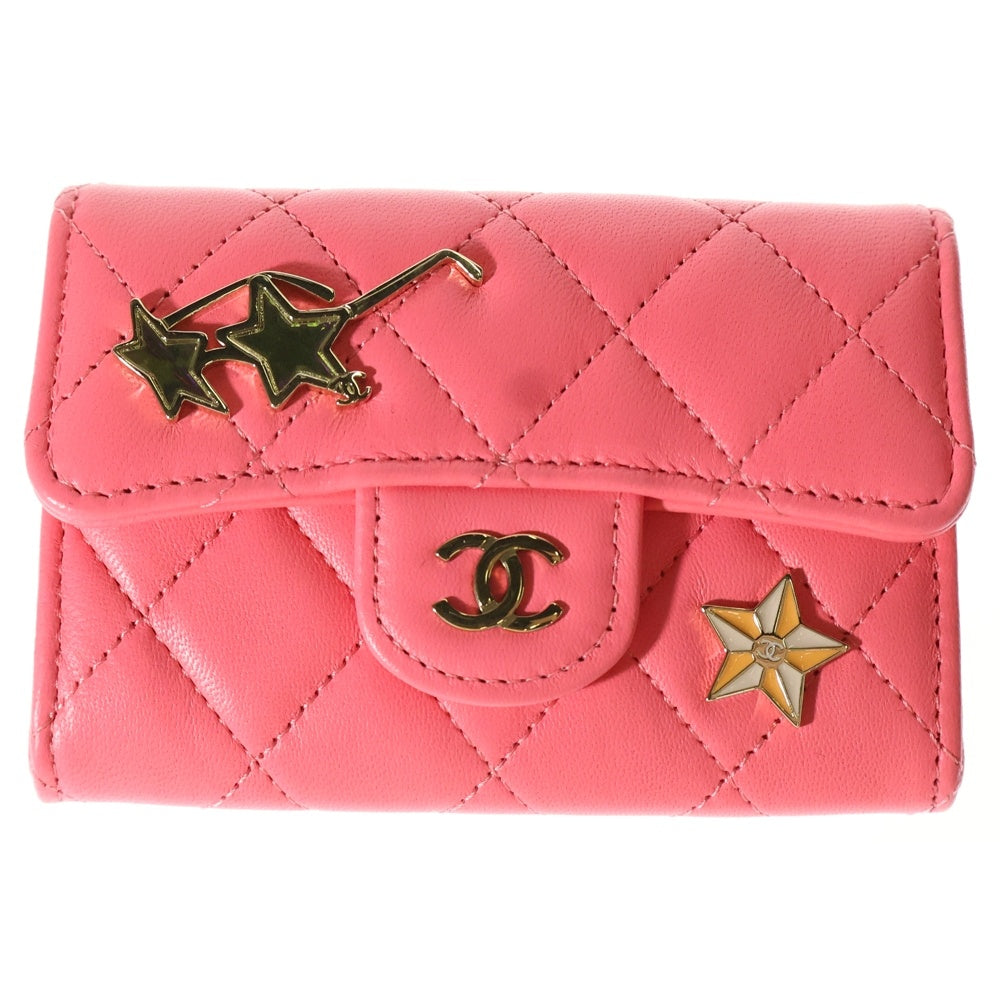 CHANEL(シャネル) ココマーク クルーズ マトラッセ フラップカードケース レザー ピンク