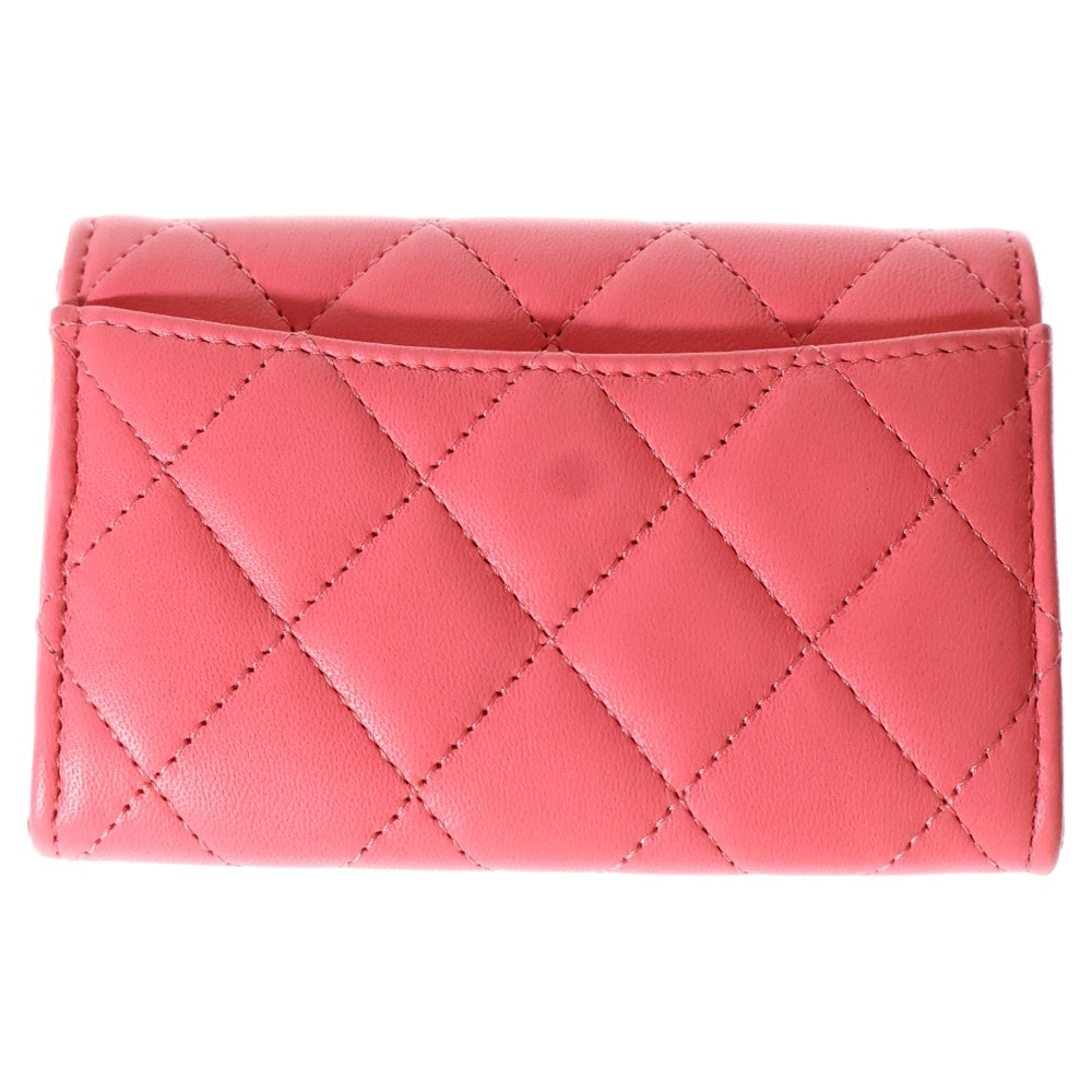 CHANEL(シャネル) ココマーク クルーズ マトラッセ フラップカードケース レザー ピンク