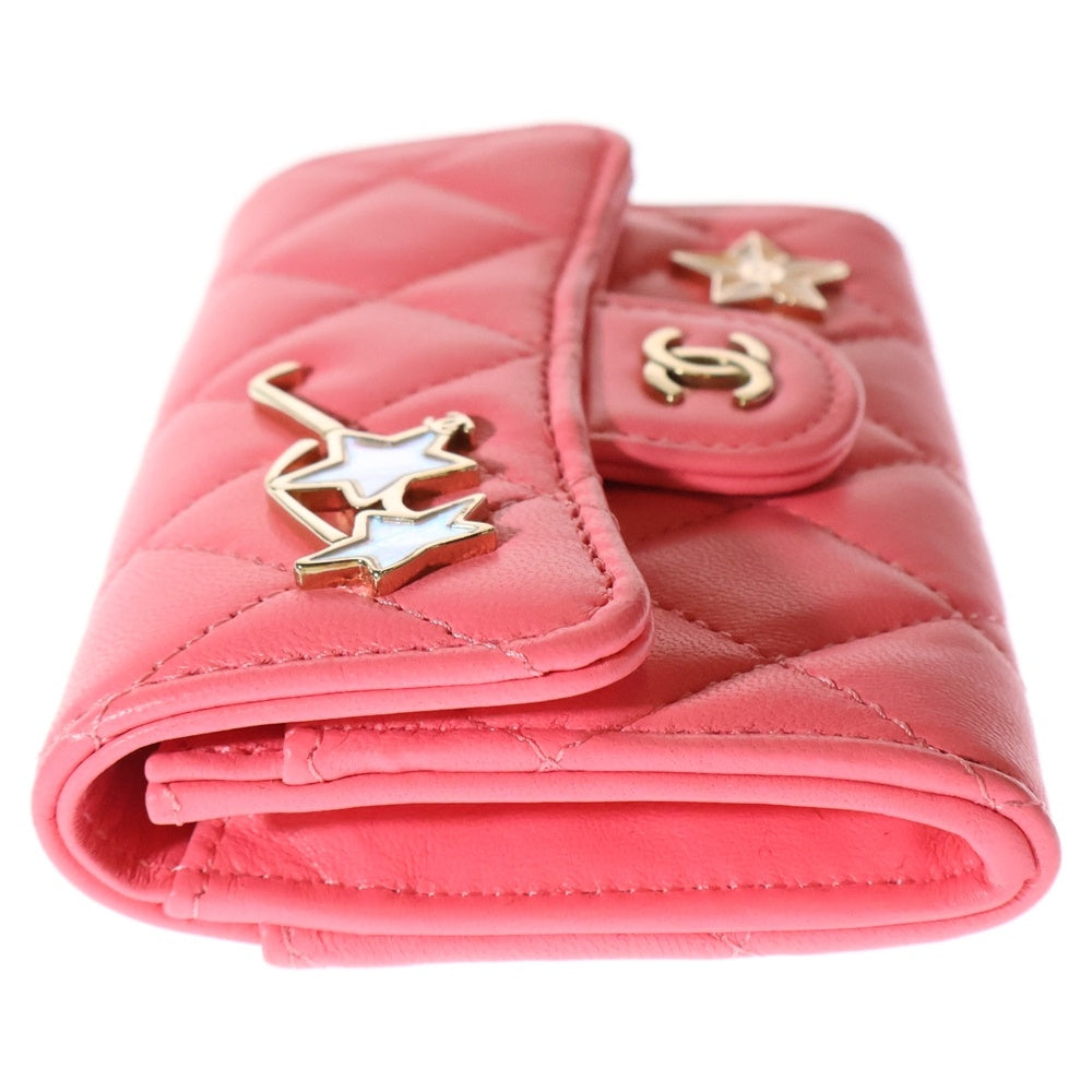 CHANEL(シャネル) ココマーク クルーズ マトラッセ フラップカードケース レザー ピンク