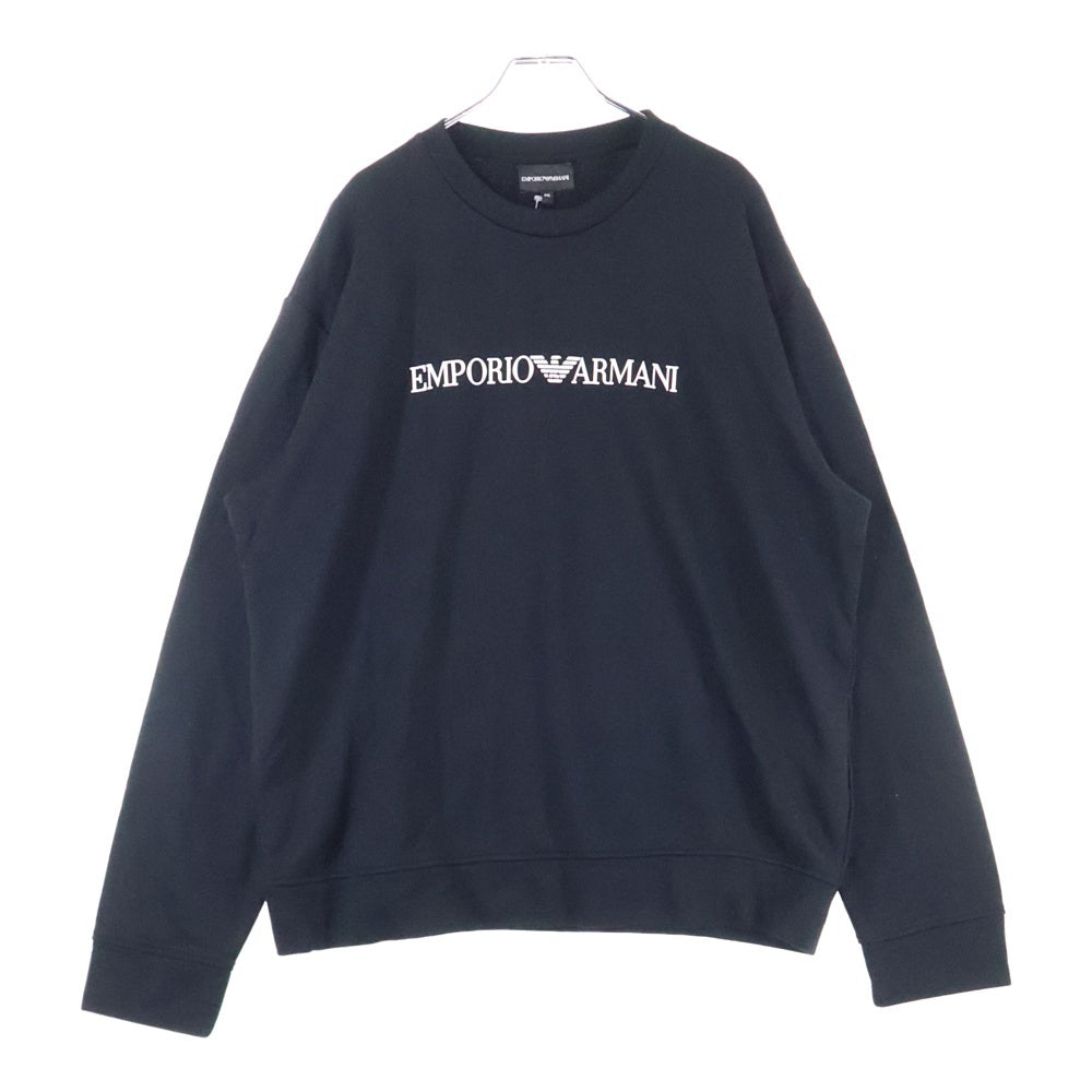 EMPORIO ARMANI(エンポリオアルマーニ) フロントロゴパッチ クルーネックスウェットトレーナー ブラック 8N1MR6 1JRIZ