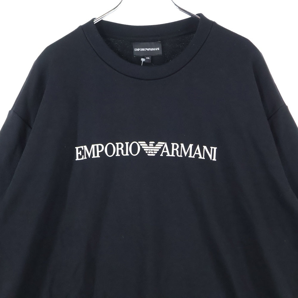 EMPORIO ARMANI(エンポリオアルマーニ) フロントロゴパッチ クルーネックスウェットトレーナー ブラック 8N1MR6 1JRIZ