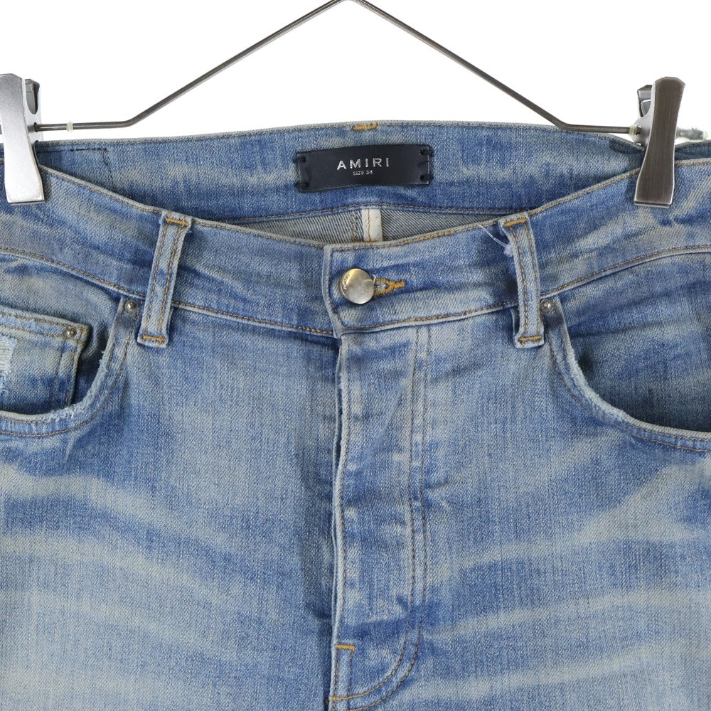 AMIRI(アミリ) MX-1 TOKYO XO BONES JEANS ボーンレザーパッチ スキニーデニムパンツ ジーンズ インディゴ/レッド