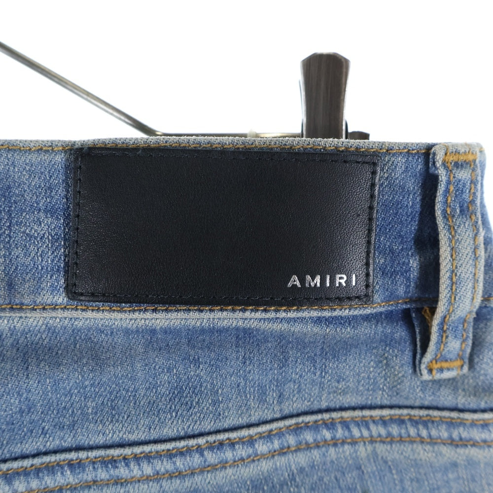 AMIRI(アミリ) MX-1 TOKYO XO BONES JEANS ボーンレザーパッチ スキニーデニムパンツ ジーンズ インディゴ/レッド
