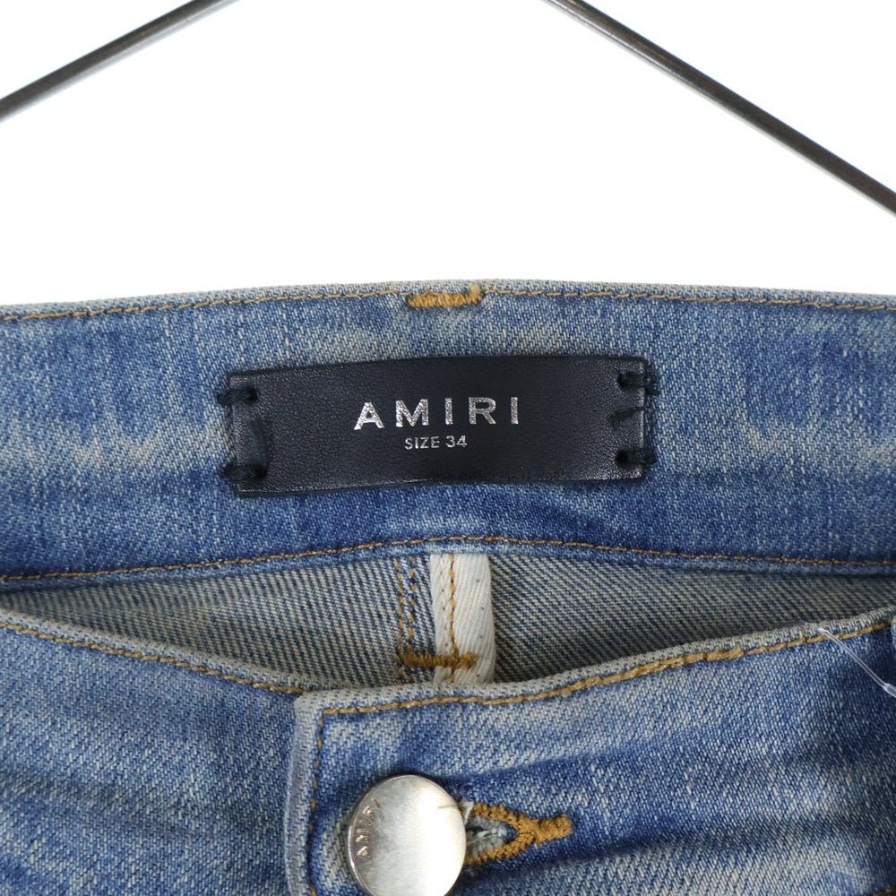 AMIRI(アミリ) MX-1 TOKYO XO BONES JEANS ボーンレザーパッチ スキニーデニムパンツ ジーンズ インディゴ/レッド