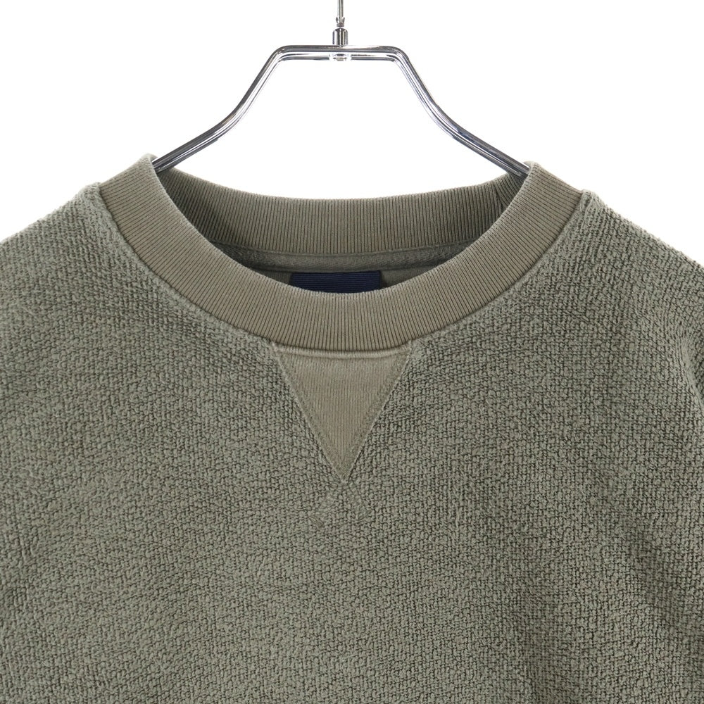 KITH(キス) Reverse Paneled Crewneck リバースロゴ刺繍クルーネックスウェットトレーナー カーキ 22-070-060-0027-4-0