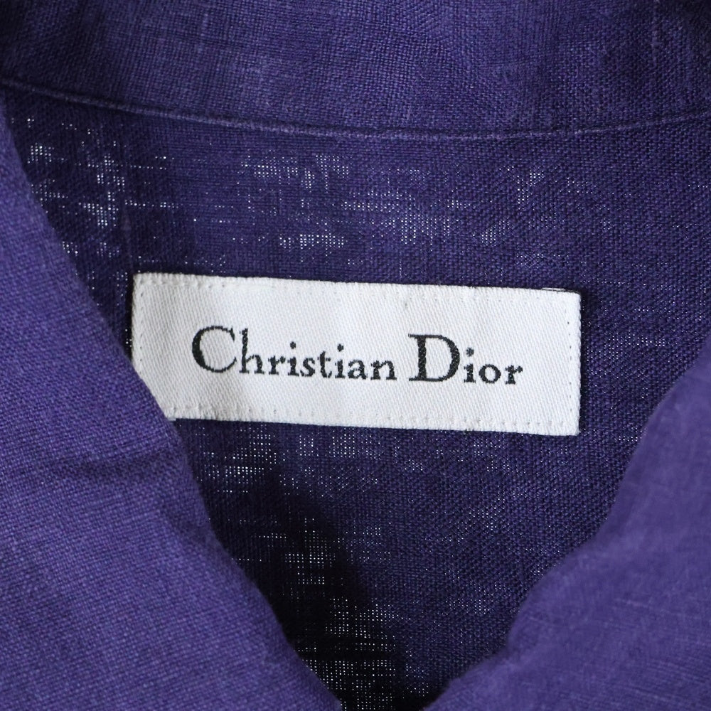 Christian Dior(クリスチャンディオール) リネン ポケット付き 長袖シャツ パープル
