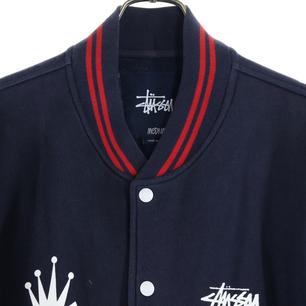 STUSSY(ステューシー) カレッジデザイン スウェット スタジャン ジャケット ネイビー/グレー