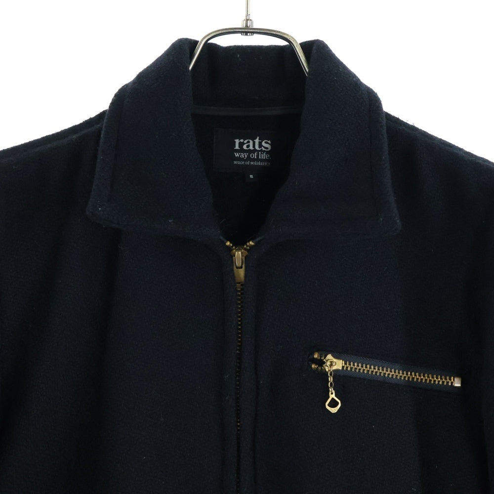 RATS(ラッツ) レザー ウール ジップアップスポーツジャケット ライダース ブラック