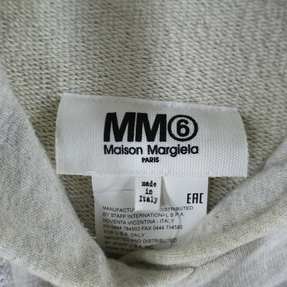 MM6 Maison Margiela(エムエムシックスメゾンマルジェラ) バックロゴプリントプルオーバースウェットパーカーコンチョ ワンピース グレー S32GU0066