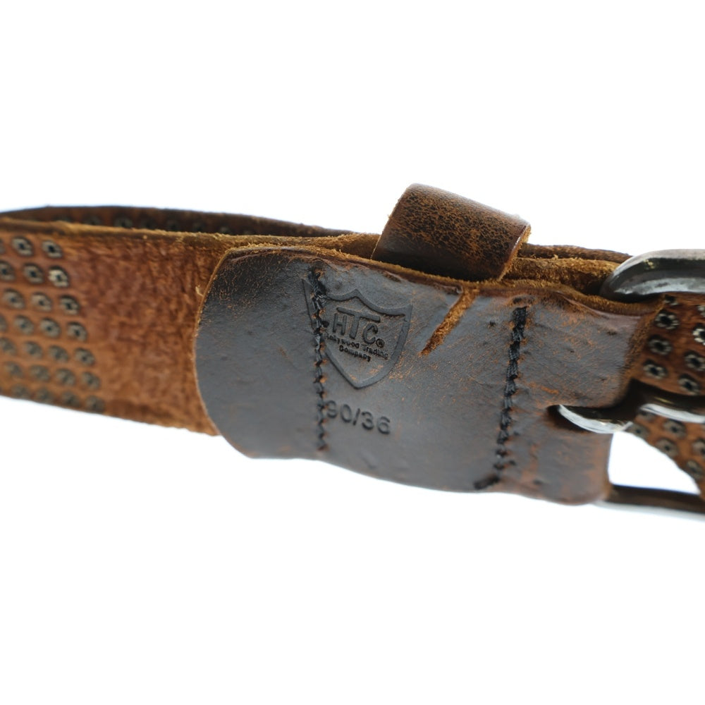 HTC(エイチティーシー) 7連 スタッズ レザーラージベルト ブラウン