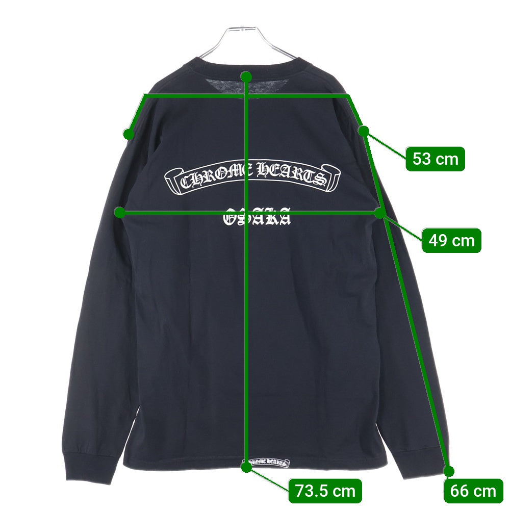 CHROME HEARTS(クロムハーツ) OSAKA Horseshoe ホースシュープリント フロントポケット 長袖Tシャツ カットソー ブラック