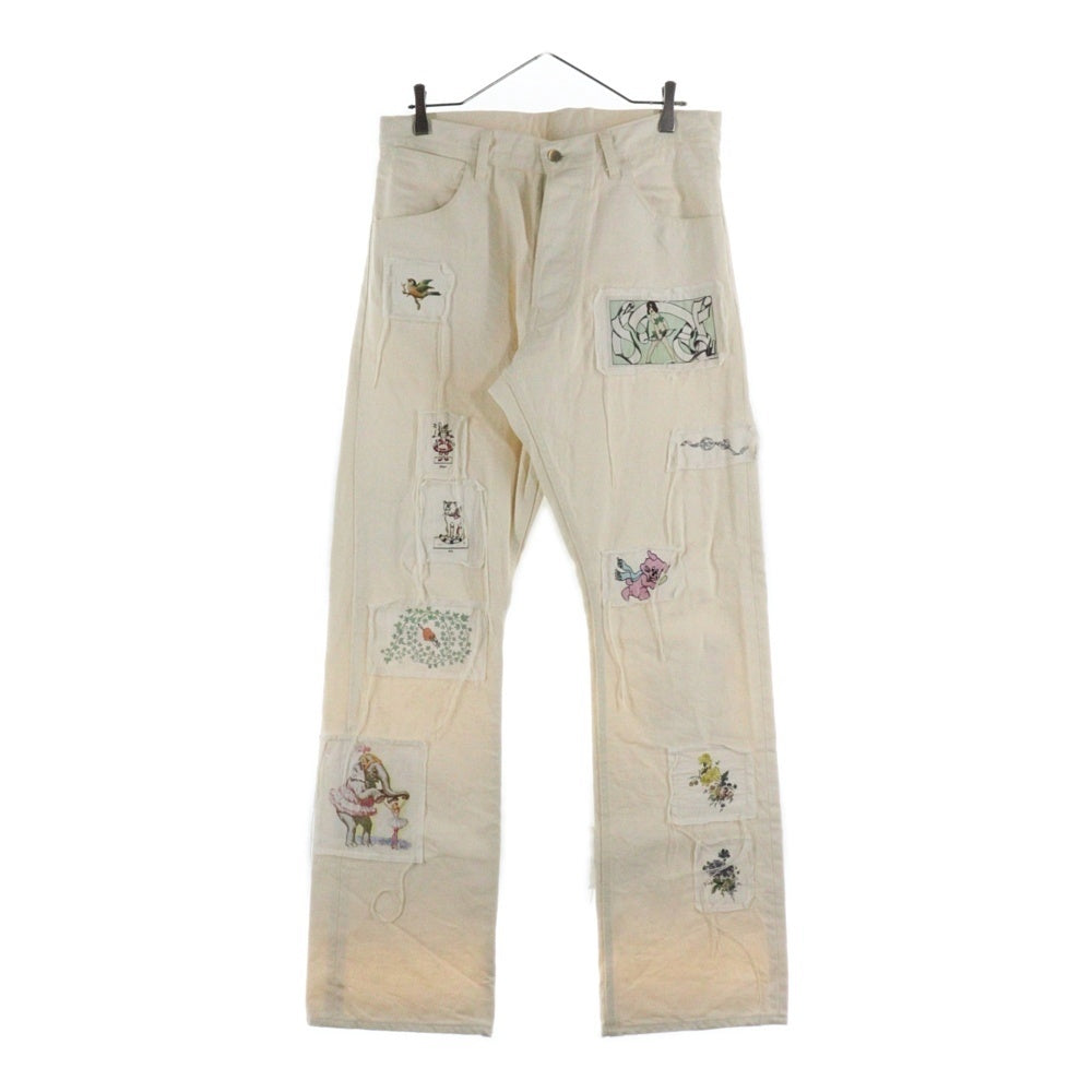 midorikawa(ミドリカワ) 25SS DENIM PANTS IVORY パッチワーク ワッペン付き デニムパンツ アイボリー