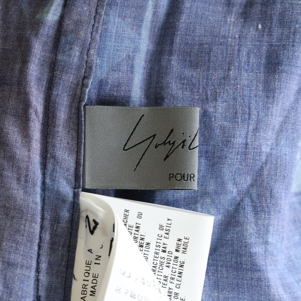 Yohji Yamamoto POUR HOMME(ヨウジヤマモト プールオム) ロングスリーブ 総柄デザイン リネン長袖シャツ ブルー HJ-B79-209