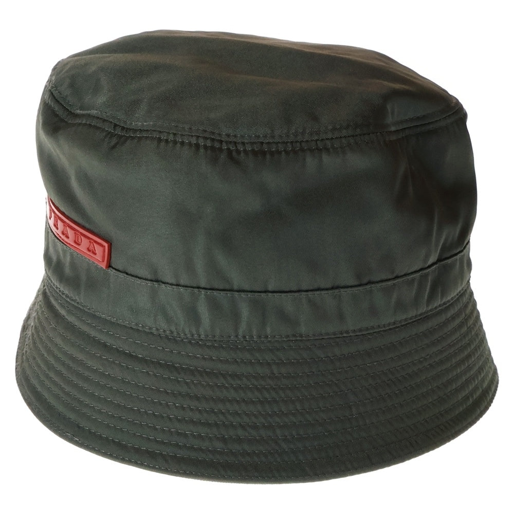 PRADA SPORT(プラダ スポーツ) ロゴパッチ ナイロン バケットハット 帽子 カーキ