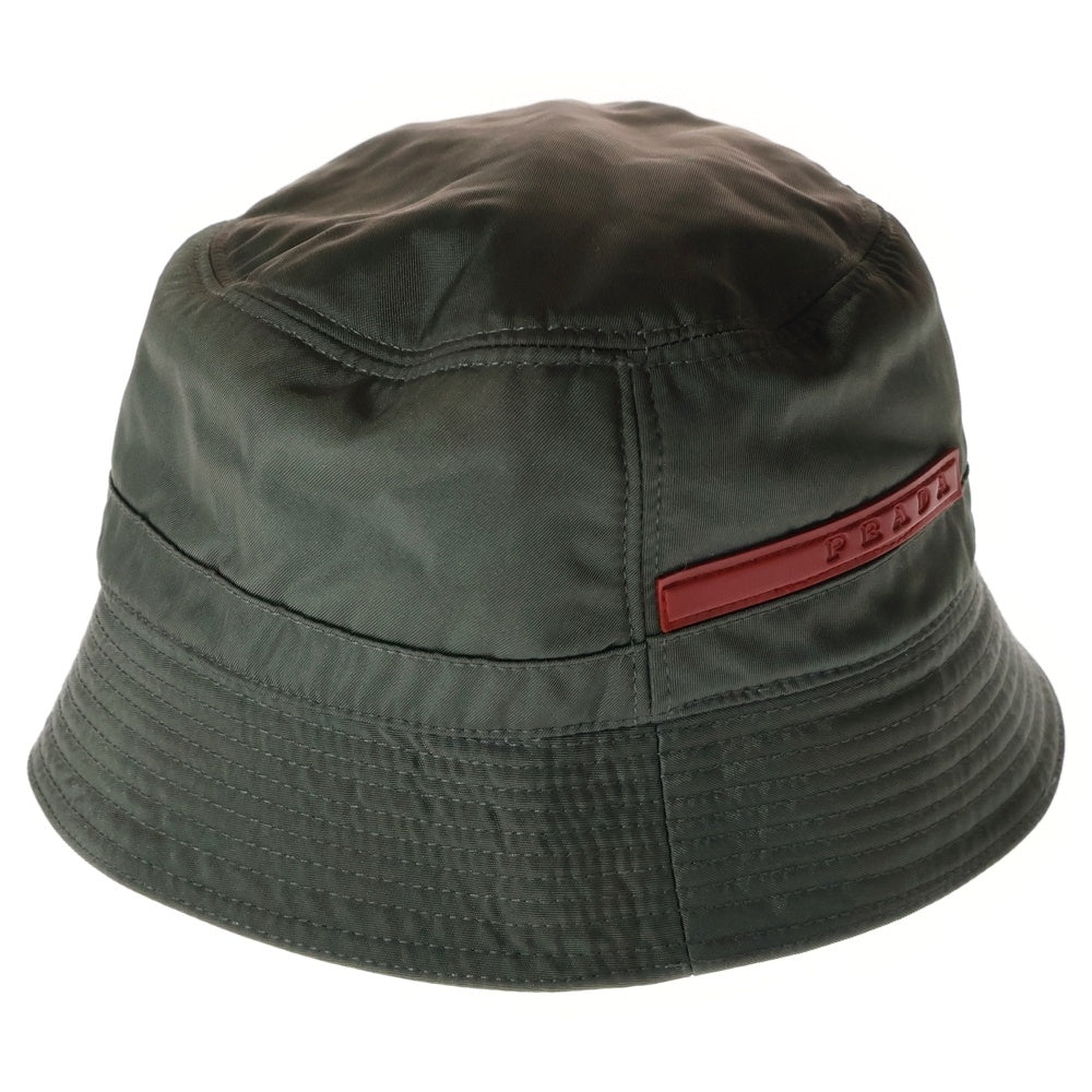 PRADA SPORT(プラダ スポーツ) ロゴパッチ ナイロン バケットハット 帽子 カーキ