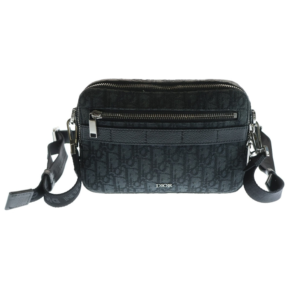 DIOR(ディオール) Safari サファリ オブリーク ジャカード キャンバス レザー ロゴプレート ショルダーバッグ ブラック 2ESWS011YKY H03E