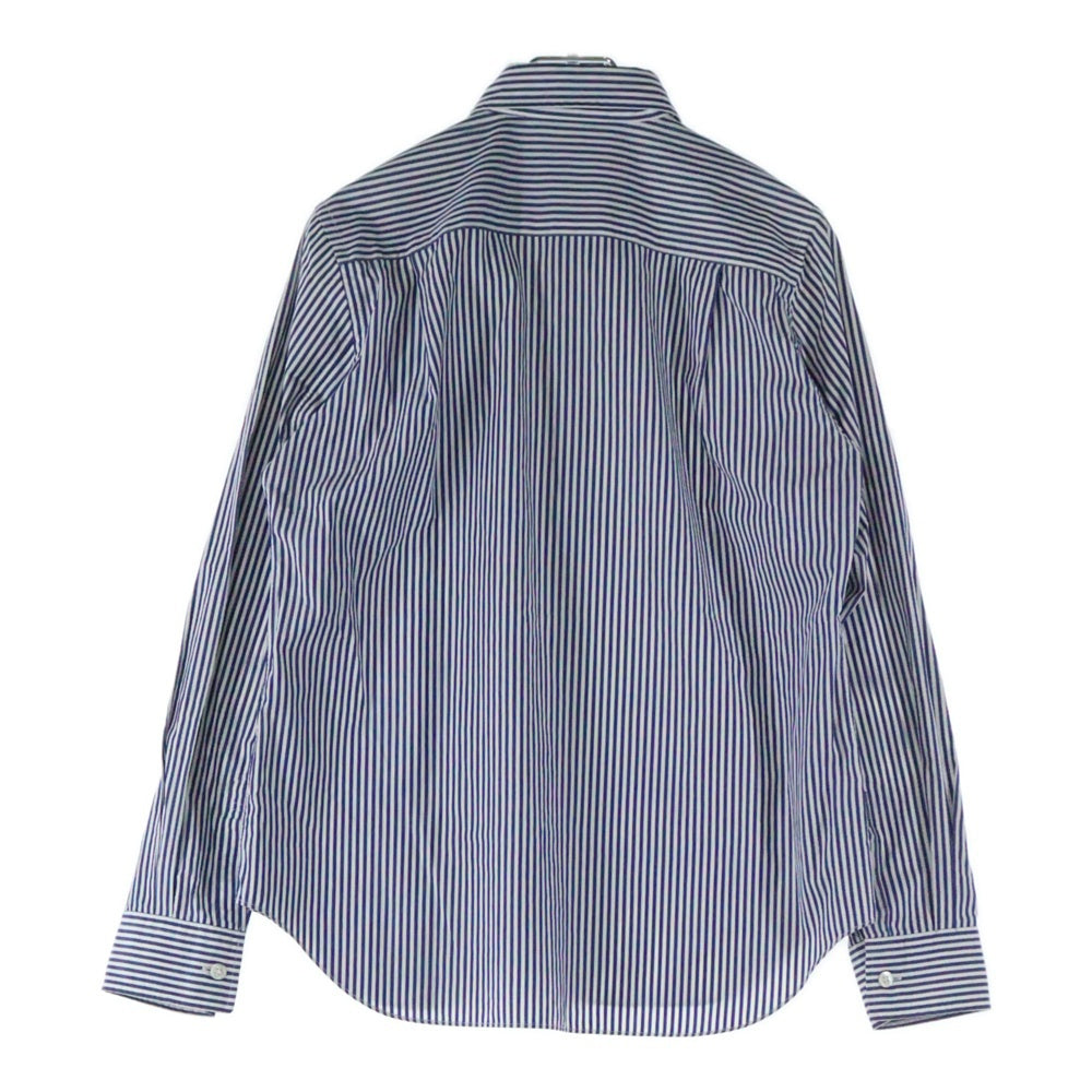 PLAY COMME des GARCONS(プレイコムデギャルソン) ストライプ フロントロゴデザイン 長袖シャツ ホワイト/ブルー