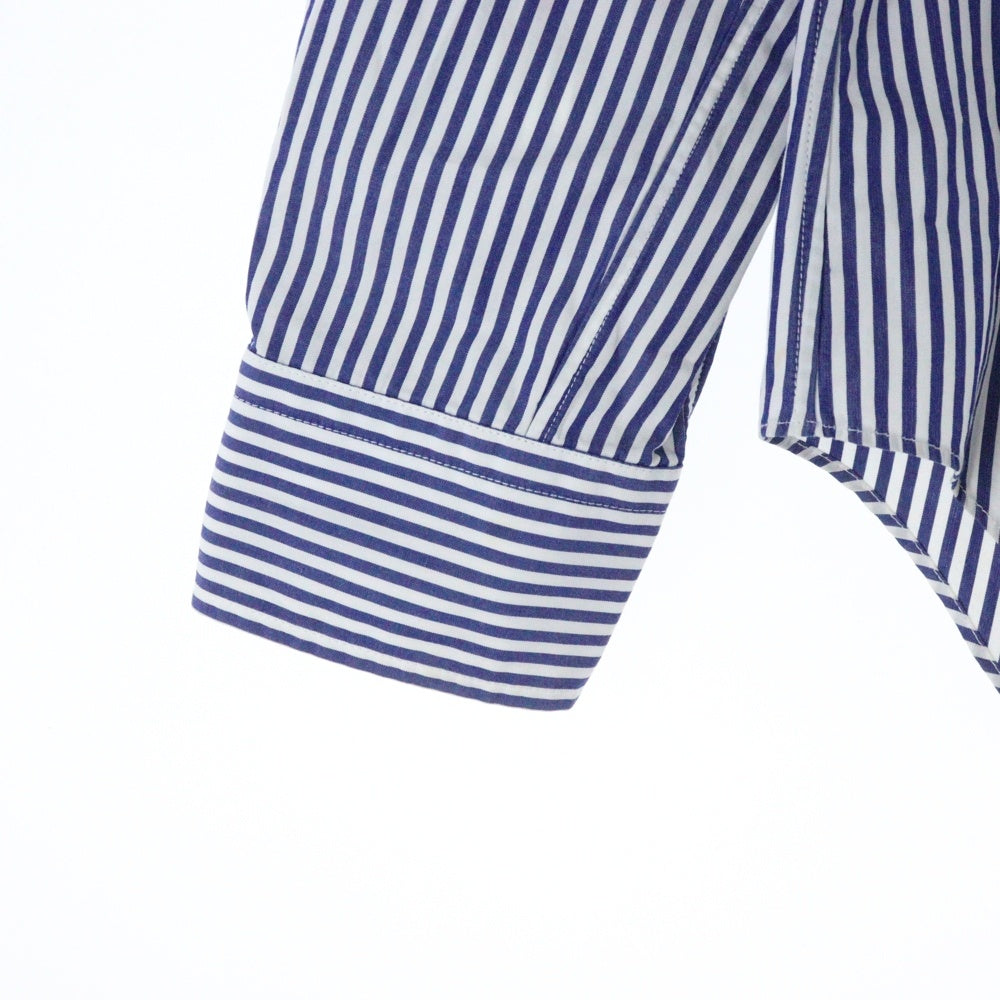 PLAY COMME des GARCONS(プレイコムデギャルソン) ストライプ フロントロゴデザイン 長袖シャツ ホワイト/ブルー