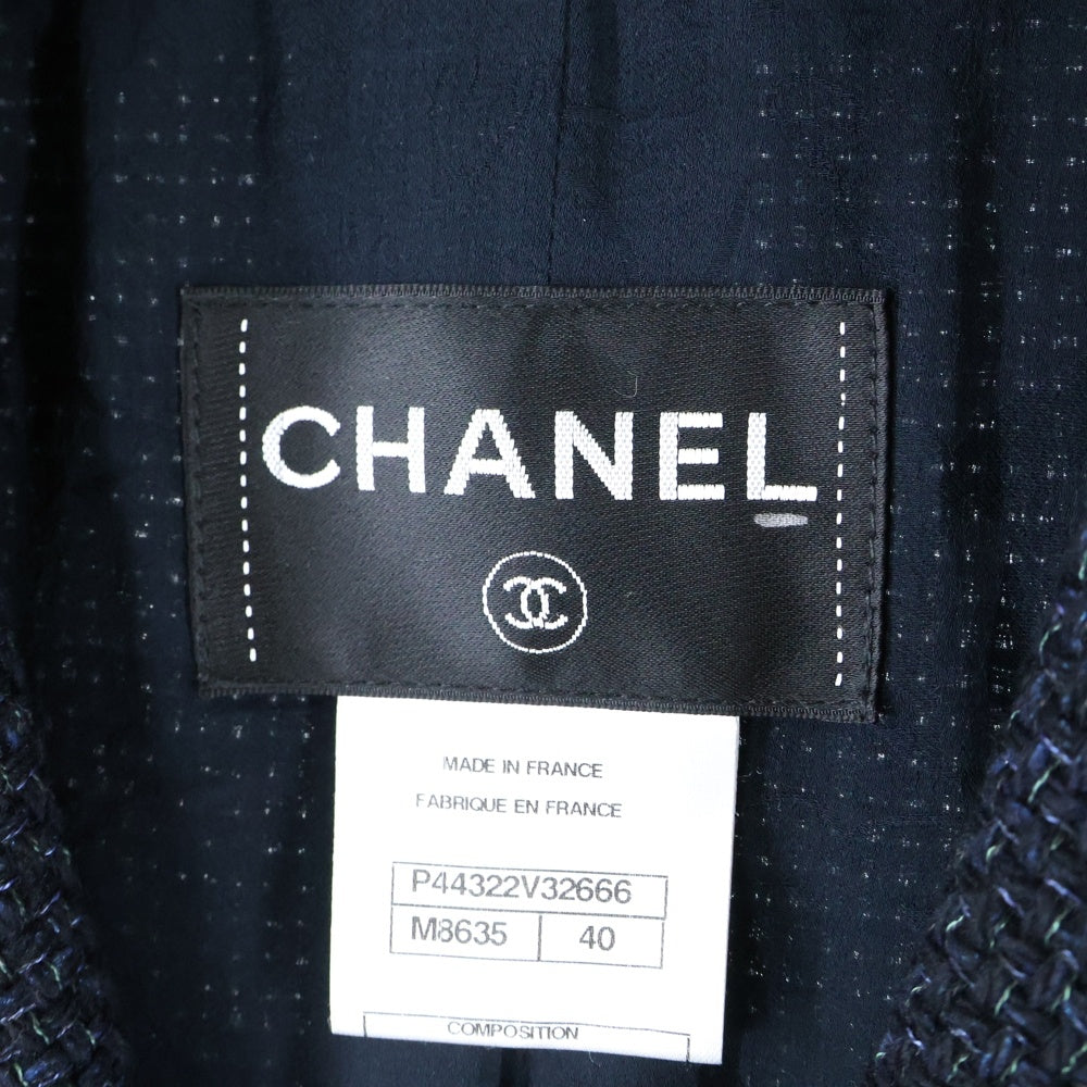 CHANEL(シャネル) ココマーク 1B ウール ツイード テーラードジャケット ネイビー レディース P44322V32666